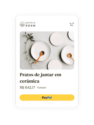 Pratos de jantar de cerâmica; um bloco que mostra pratos de cerâmica na tela de finalização de compra do PayPal